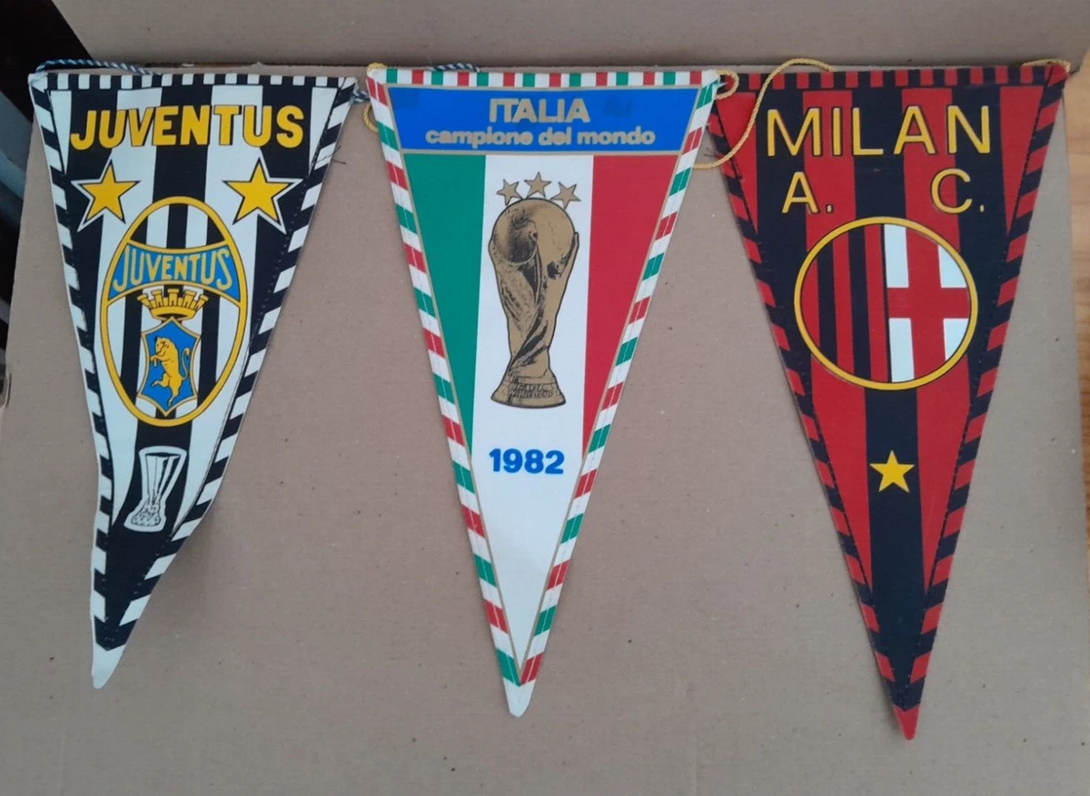 X3 VINTAGE FOOTBALL PENNANTS PLUS X3 ROSETTES, AC MILAN MONACO 1994 PENNANT INC MATCH TICKET, HAMBUR