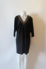 NWT Womens Michael Michael Kors Black Embellished V-Neckline Shift Dress M *