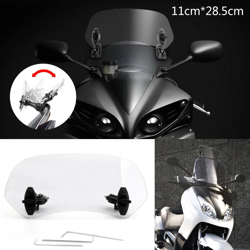 Motorcycle Adjustable Clip On Windshield Extension Spoiler Wind Deflector - Image 2 of 4