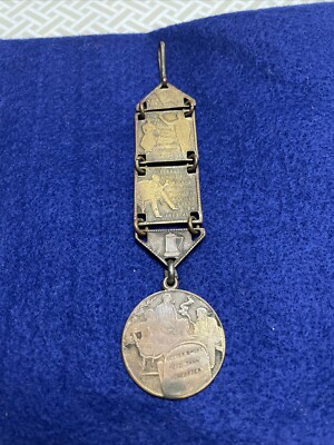 Unique Vintage  WATCH FOB WHIMSICAL Drink Toast & Salutes on Panels