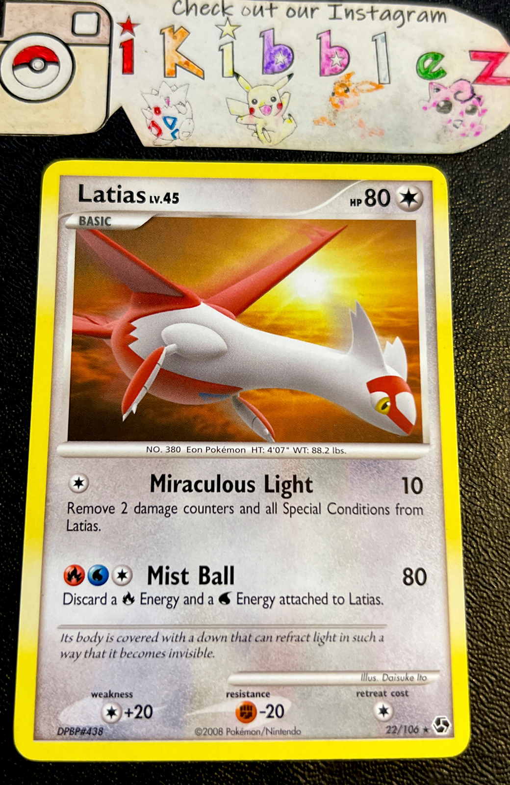 Latias 22/106 LP Non Holo Rare Diamond & Pearl Great Encounters Pokémon Card!