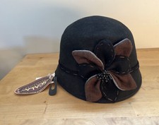 Brand New Vintage SCALA Collezione 100 Wool Ladies BLACK Bucket Hat - One Size