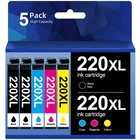 5-Pack T220XL 220XL Ink Cartridges For Epson WorkForce WF-2650 WF-2750 WF-2760