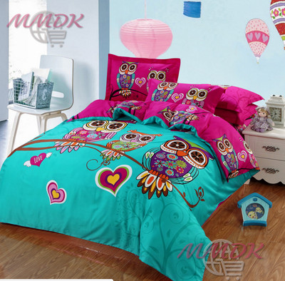 100 Cotton 3d Owl Cartoon Duvet Cover Bedding Set High Quality