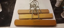 THREE 3 Vintage Wooden Pants Hangers  Wire Clamp ONE Branded-Nevco Diplomat