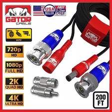 CCTV Cable Camera Security Surveillance BNC Extension Wire Power Video DVR 200FT