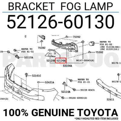 5212660130 Genuine Toyota BRACKET FOG LAMP 52126-60130 | eBay UK