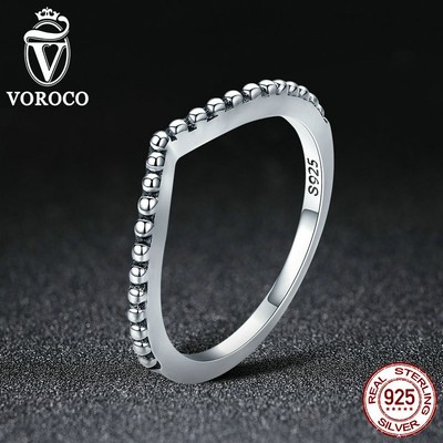Anello In Argento Sterling S925 Voroco | Design Rain Rugiada, Taglie 6-8 | Regalo Donna