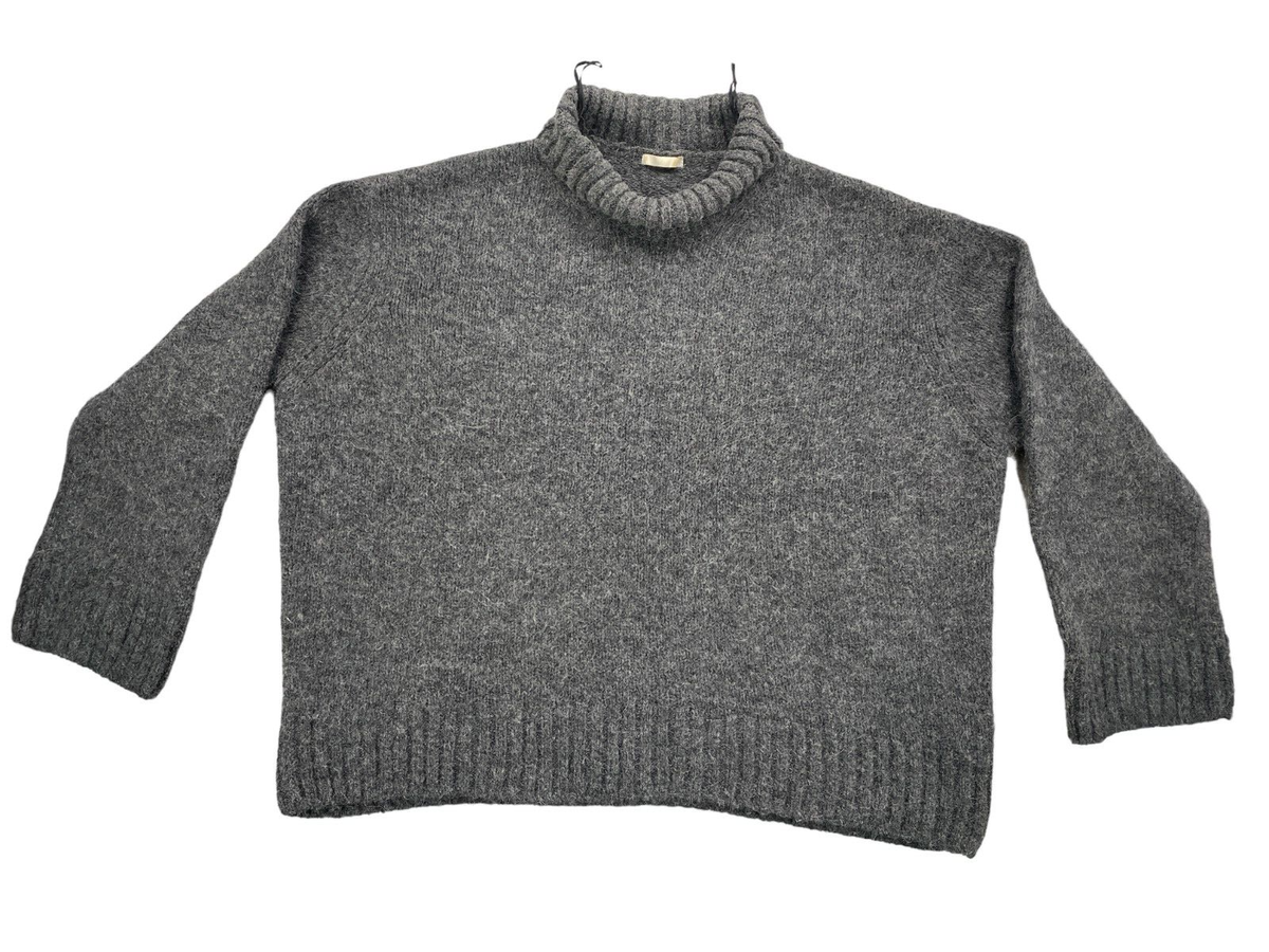 H&M Sweater Womens Size XL Oversized Pullover Turtle Neck Grey Alpaca Blend