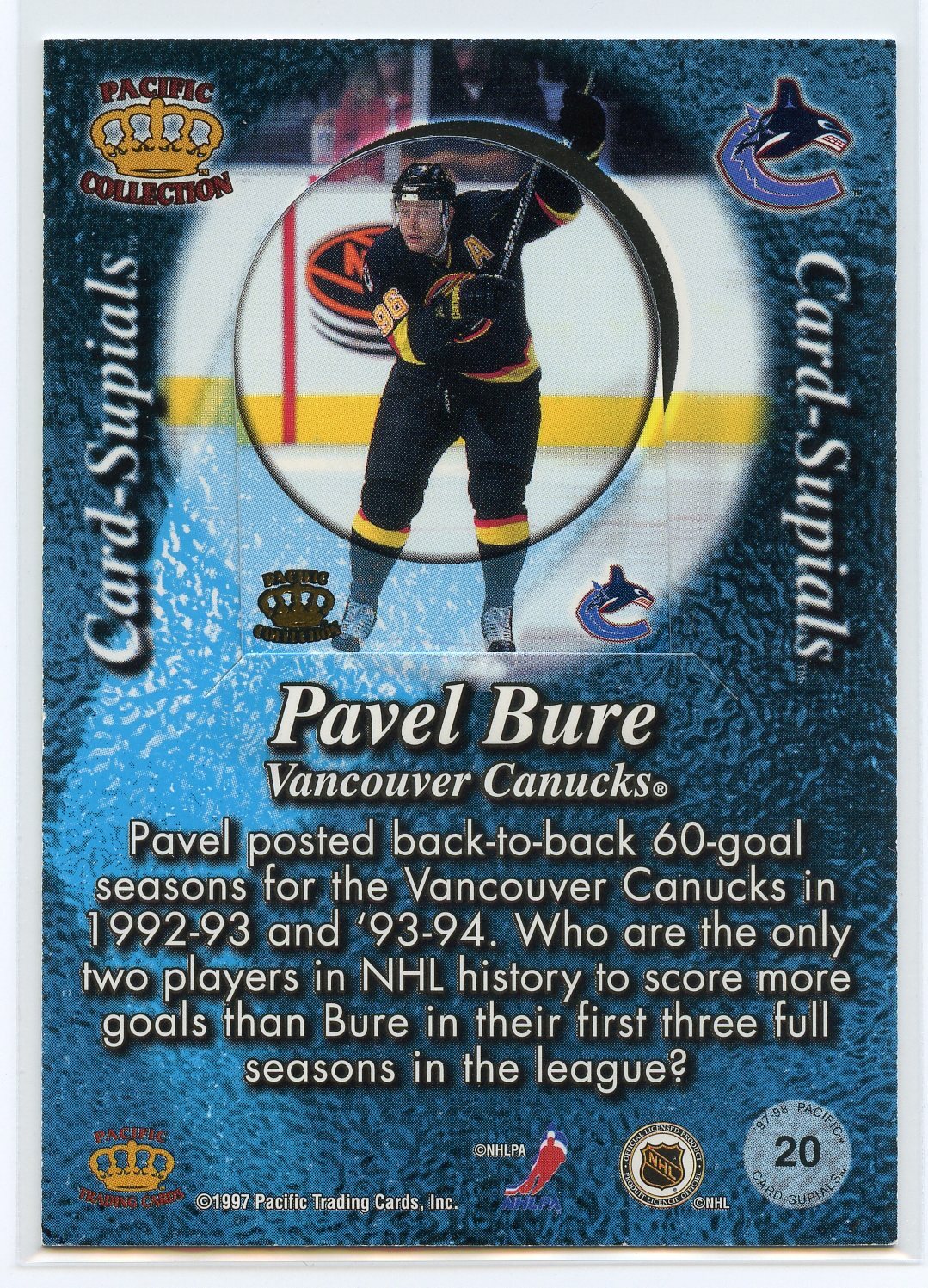 199798 Pacific Hockey CardSupial & Mini 20 Pavel Bure