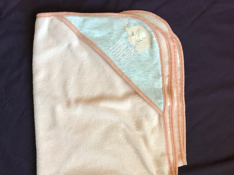 Baby Hooded Bath Towel ~ Peach ~ " HAPPY " ~25 in x 30 in by Modern baby