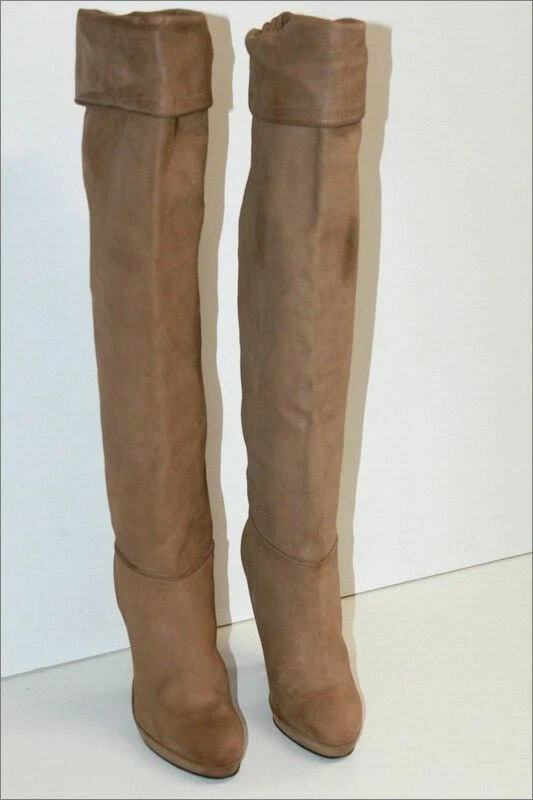 COMPTOIR DES COTONNIERS  Bottes Cuissardes Cuir Marron Clair T 38 TBE - Photo 2/4