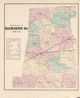 #ad Madison County from Caldwell#x27;s Atlas of Madison County Ohio 1875 $212.95