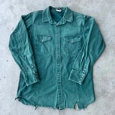 Vintage DISTRESSED green Carhartt button up t shirt