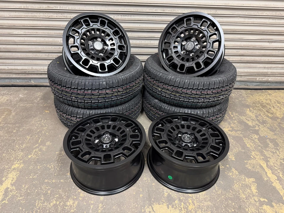 VW Transporter T5 T6 17” Wheels & Tyres Axe EX38 Satin Black Swamper 235/65R17 - Image 2 of 4