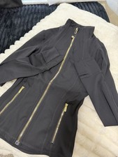 Women's Black Track Jacket M Full Zip Zip Pockets Polyester Athleisure
