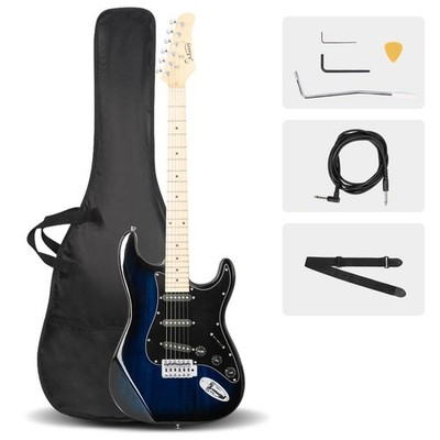 Glarry GST Electric Guitar Burning Fire Basswood 6 trings for School With Bag