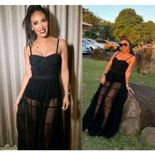 Maxi abito nuovo con etichette $695 Alice + Olivia nero Deena plissettato organza tule taglia 4 - Foto 4 di 20