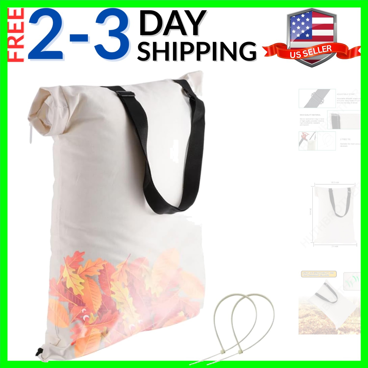 Universal Leaf Vacuum Debris Dump Bag - Bottom Bag Replacement for Vacuum Lea...