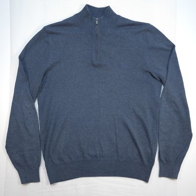 Hugo Boss Quarter Zip Pullover Herren Gr. S Blau Langarm Pulli Strickpullover