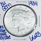 1934 P BU UNCIRCULATED SILVER PEACE DOLLAR AUTHENTIC U.S.MINT RARE KEY DATE 6623