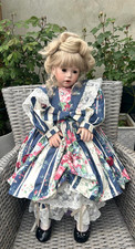 Extra-Large Stunning Vintage Porcelain Doll in a Designer Outfit, 80 cm