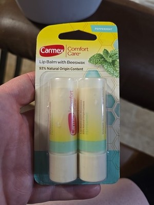 Carmex Comfort Care Peppermint Lip Balm With Beeswax 2 Sticks .15oz NIP Sealed