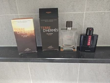 Terre d'hermes eau intense vetiver Prada Ocean Luna Rossa EMPTY Bottles