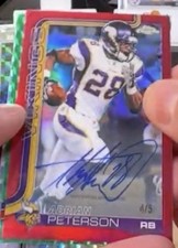 2025 Topps Chrome Football Adrian Peterson Red Auto 4/5.  🔥 🔥 On Card Auto