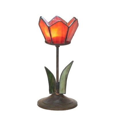 Meyda Lighting 7'' High Radiant Blossom Tealight Holder, Stained Glass - 265197