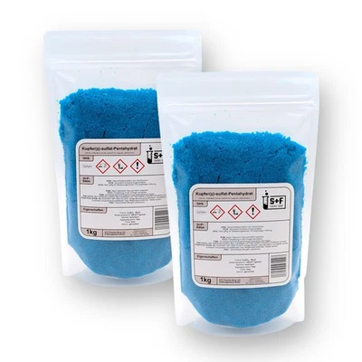S+F CHEMIE-SHOP 2 kg - Kupfersulfat (CuSO₄·5H₂O) Kupfervitriol | Pool / Garten / Kristallzucht