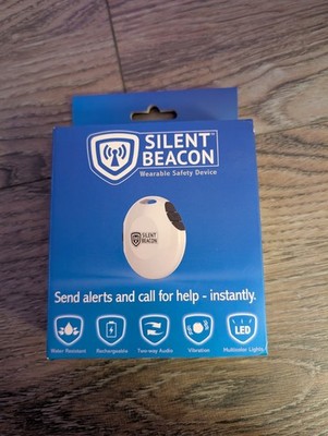 Silent Beacon Panic Button Safety Device: GPS Tracker 2-Way Phone Calls (White)