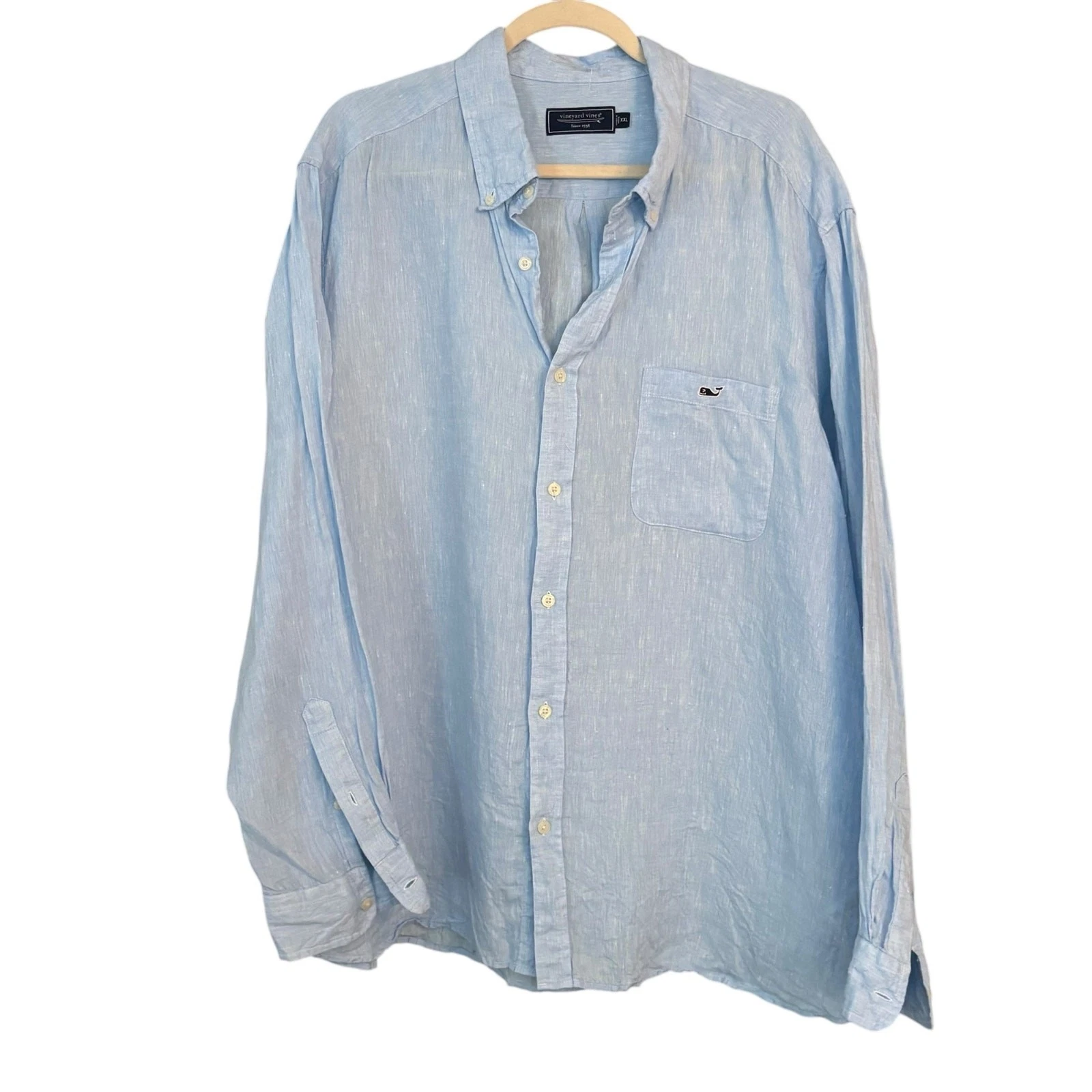 Vineyard Vines Mens 100% Linen Blue Long Sleeve XXL Casual Button Down Beachy