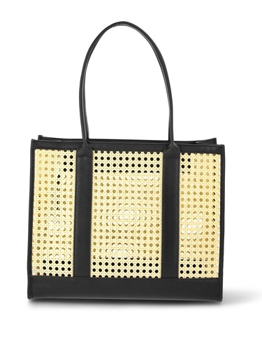London Fog Women'S Daisy Woven Lattice Boxy Tote, Black - Bild 2 von 9