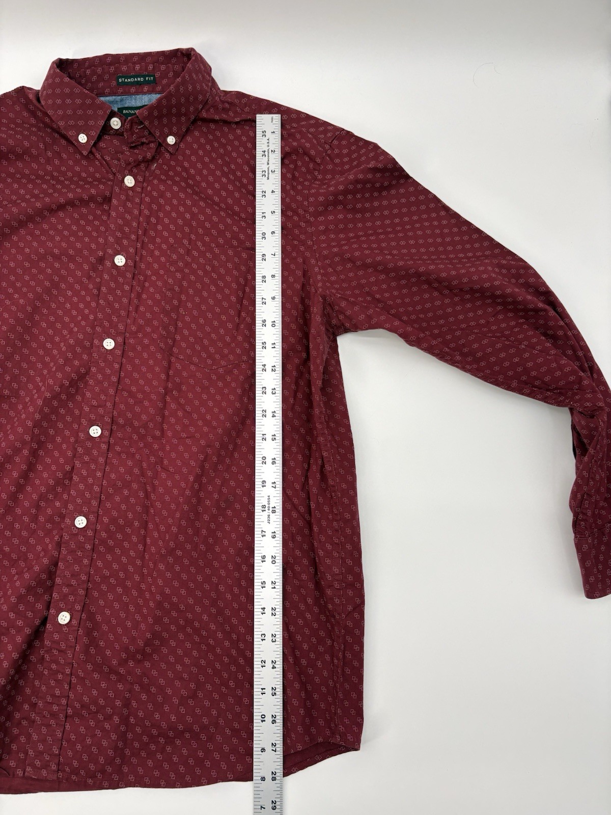 Banana Republic Red Patterned Button Down Standar… - image 5