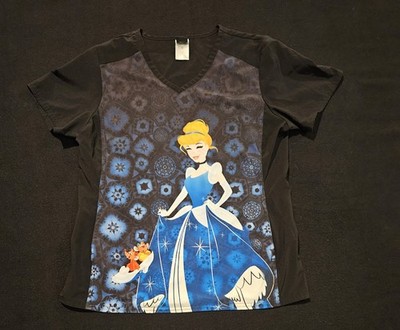 Cinderella Cherokee Scrubs Tooniforms Disney V Neck Top Women's Size Medium 