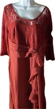 NWT Ladies XL Red Long Floor Length Dress For Special Ocassion. Lace Details
