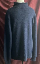 Todd Snyder Organic Cotton Textured Roll Mock Neck Sweater Navy Blue Men’s Sz L