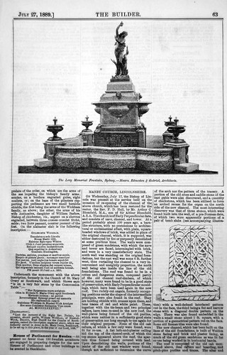 Old Levy Memorial Fountain Sydney Edmedton & Gabriel Architects 1889 Victorian