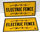 Lot Of 2 Vintage ELECTRIC FENCE Metal Signs 8" x 4"