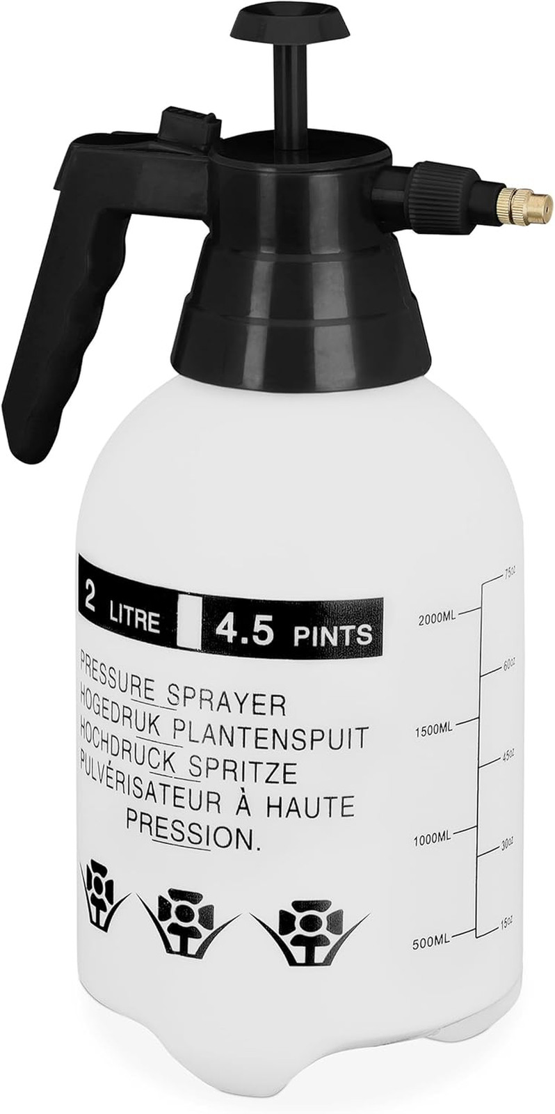 Spruzzatore a Pressione Da 2 L, Ugello Regolabile, Nebulizzatore Acqua E Diserba