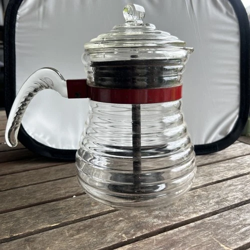McKee Range Tec, Beehive Glass Coffee Maker, Percolator Red Band Stovetop VTG