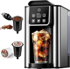 Single Serve Hot & Iced Coffee Maker with Bold Setting, 50 Oz Tank, Black