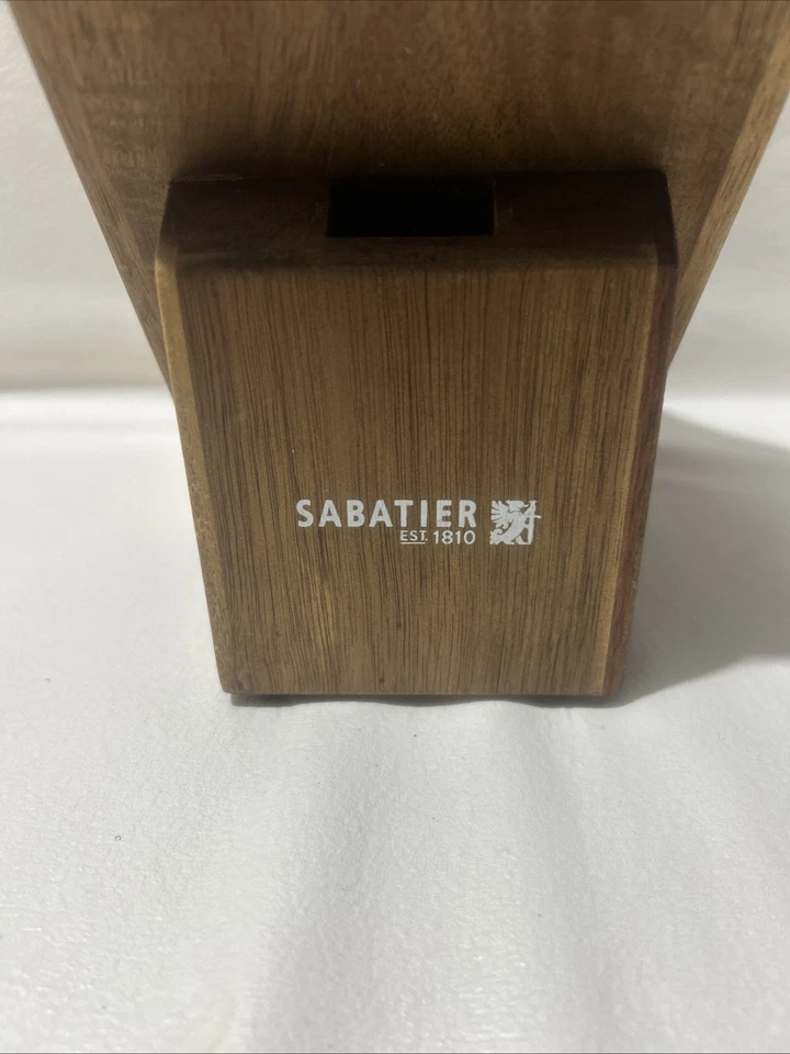 Sabatier 8 piezas Guardián de bordes 1 pieza Tijeras Cubiertos Madera de acacia Afilador de bloques de cuchillos Foto 2 de 4