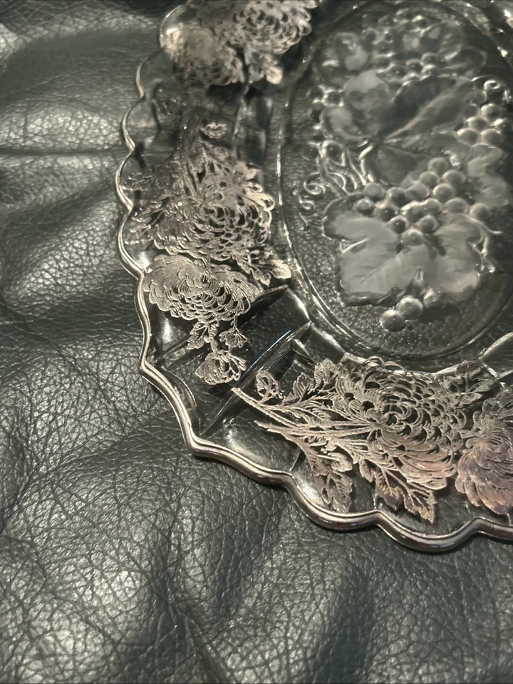 Diseño de uva esmerilada vintage con borde de vieira floral PLATA real borde PLATEADO 🔥🔥🔥 Foto 4 de 4