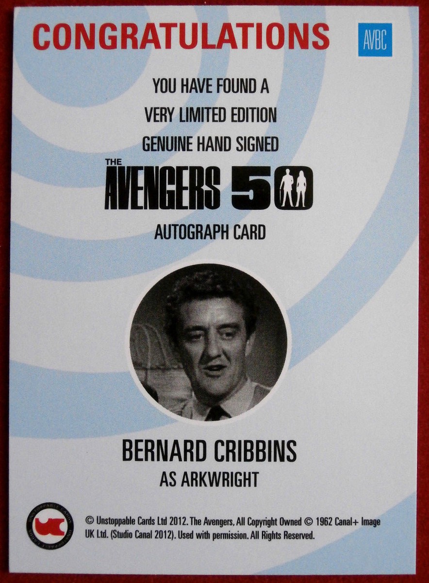 THE AVENGERS 50th Bernard Cribbins Autograph Card Unstoppable 2012  AVBC