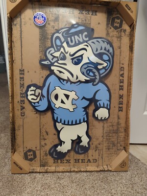 UNC Ram 3d Hex Head Hand Painted Industrial Art Made In USA 25H By 16W 