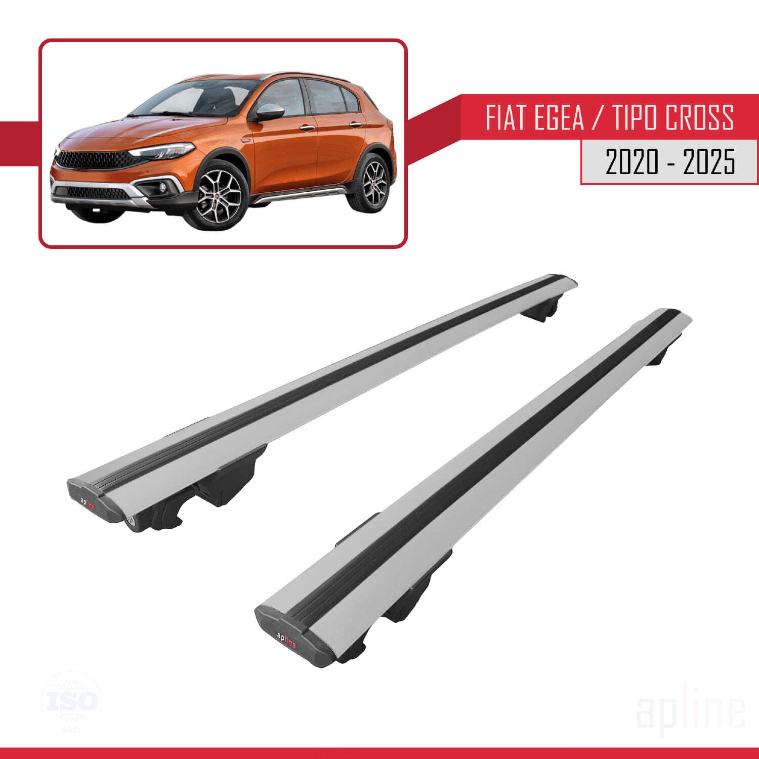Barres de toit Fiat Egea Cross verrouillables pour coffre et ski - 4