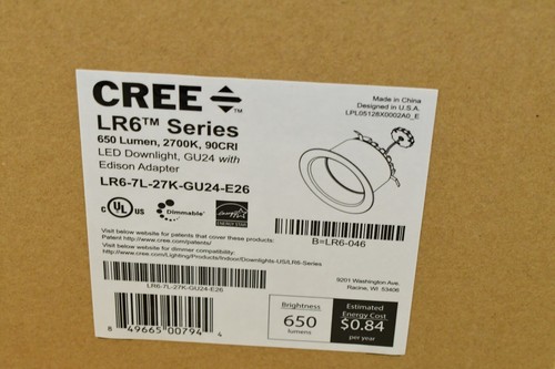 (5) Cree Lighting LR6-7L-27K-GU24-E26 LED Downlight Light Fixture Recessed Bulb - Picture 2 of 6