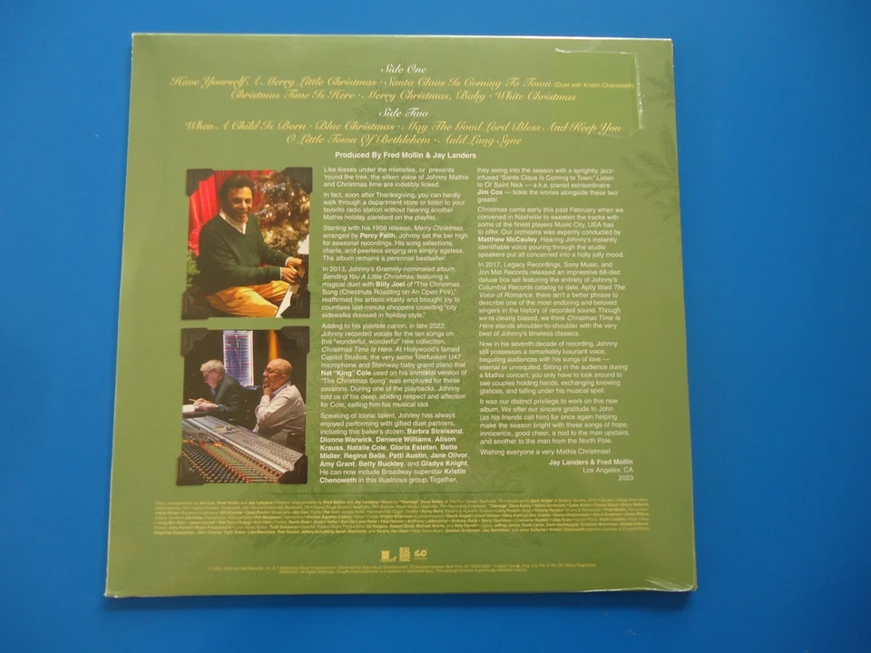 Johnny Mathis Christmas Time is Here LP (2023) NEW Shrink Wrap Tear Red Vinyl - Image 3 of 3